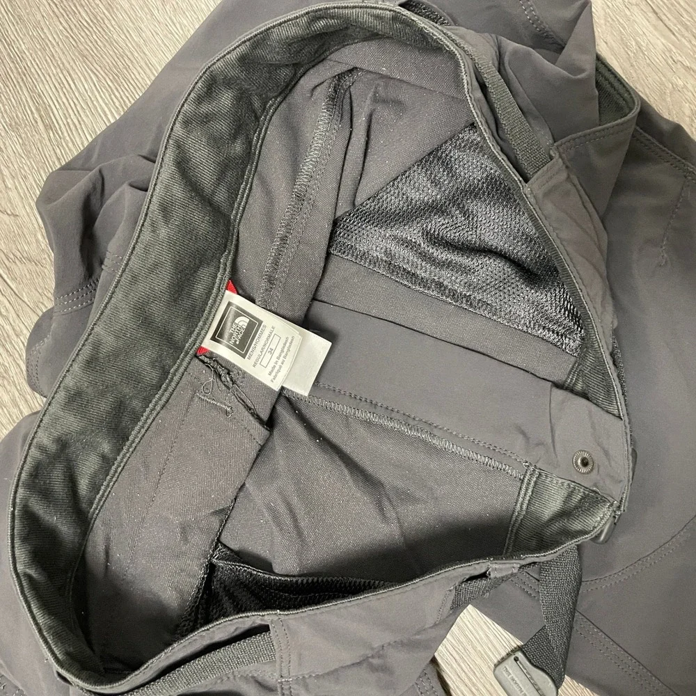 North Face Pants Mens 34 Gray Hiking Belted Straight Leg Nylon Stretch Tech